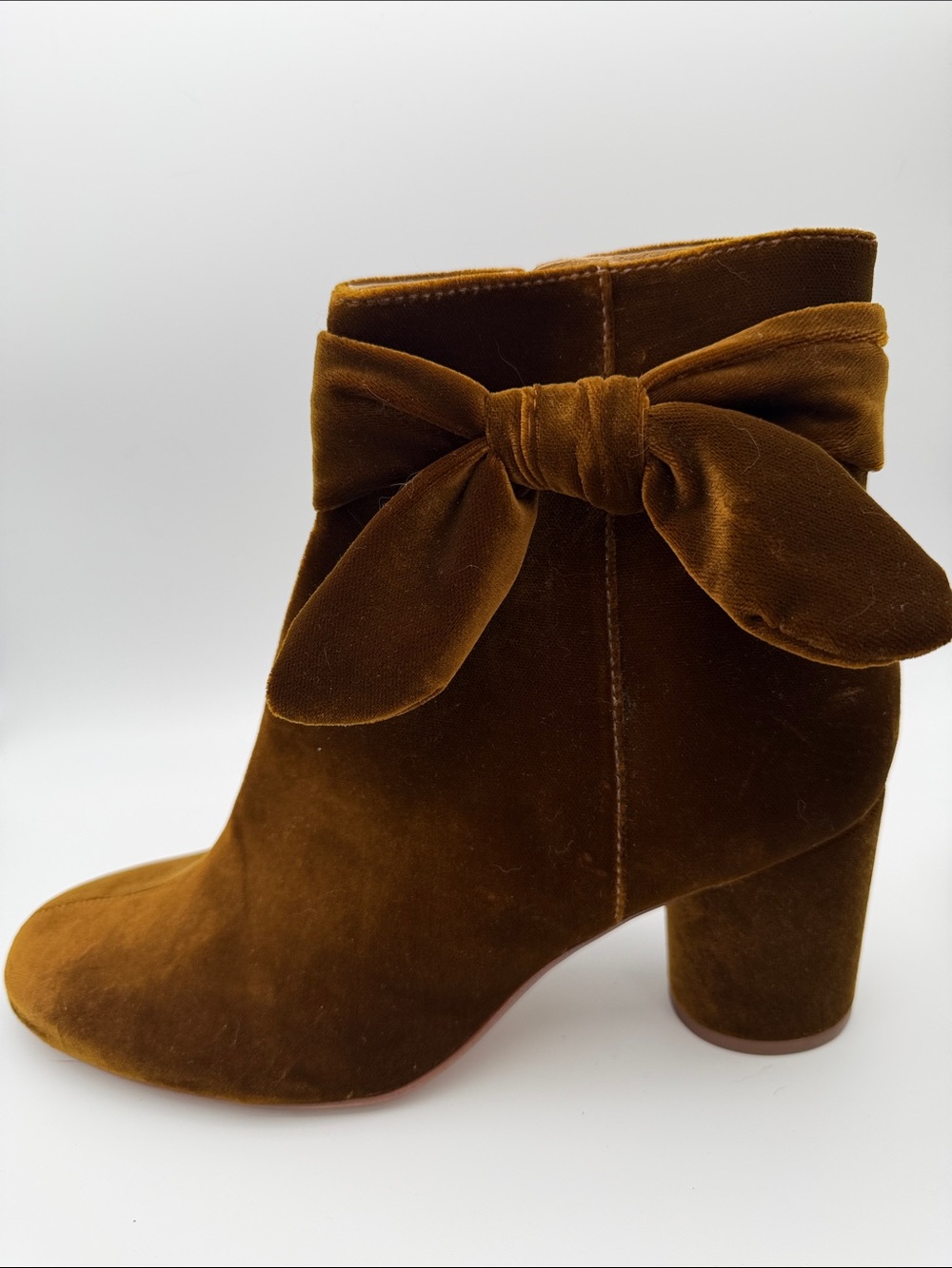Madewell The Esme Bow Boot in Burnished Cedar 9.5 Velvet Heeled Booties Fall - Picture 5 of 16